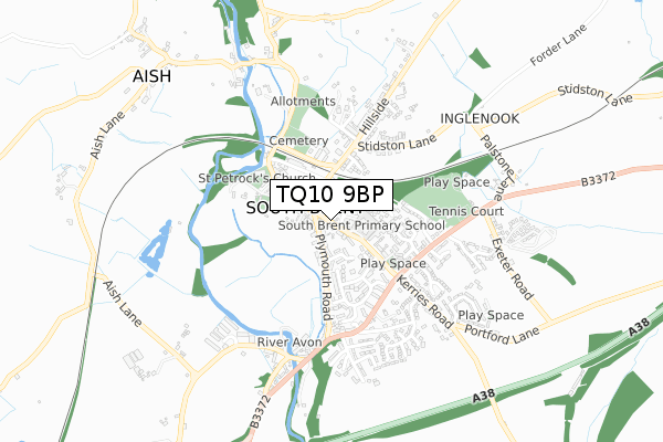 TQ10 9BP map - small scale - OS Open Zoomstack (Ordnance Survey)