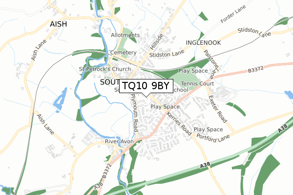 TQ10 9BY map - small scale - OS Open Zoomstack (Ordnance Survey)