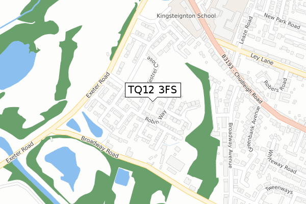 TQ12 3FS map - large scale - OS Open Zoomstack (Ordnance Survey)