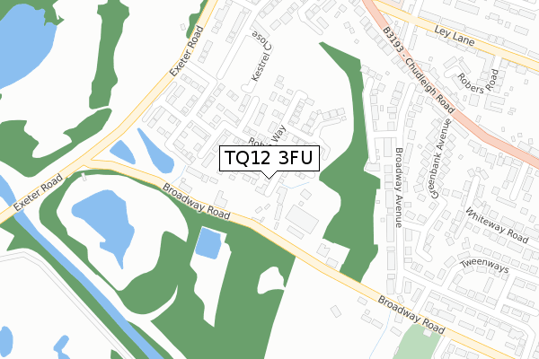 TQ12 3FU map - large scale - OS Open Zoomstack (Ordnance Survey)