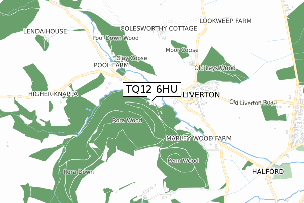 TQ12 6HU map - small scale - OS Open Zoomstack (Ordnance Survey)