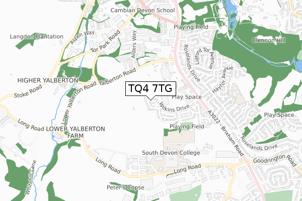 TQ4 7TG map - small scale - OS Open Zoomstack (Ordnance Survey)