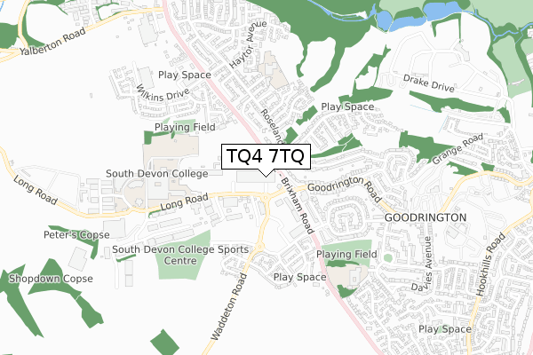 TQ4 7TQ map - small scale - OS Open Zoomstack (Ordnance Survey)