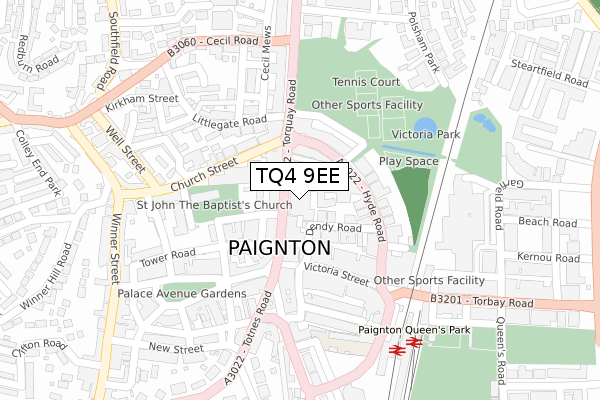 TQ4 9EE map - large scale - OS Open Zoomstack (Ordnance Survey)