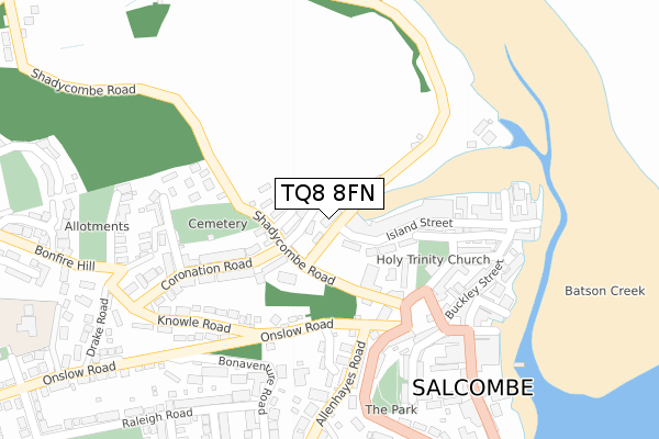 TQ8 8FN map - large scale - OS Open Zoomstack (Ordnance Survey)