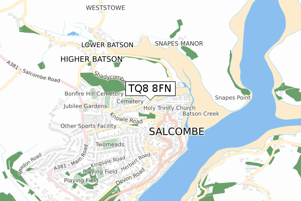 TQ8 8FN map - small scale - OS Open Zoomstack (Ordnance Survey)