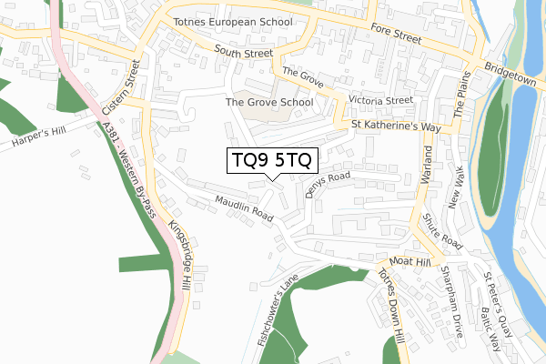 TQ9 5TQ map - large scale - OS Open Zoomstack (Ordnance Survey)