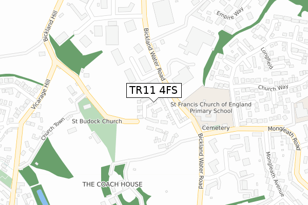 TR11 4FS map - large scale - OS Open Zoomstack (Ordnance Survey)