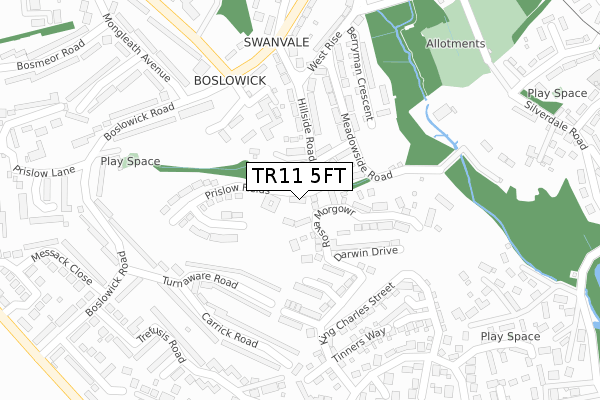 TR11 5FT map - large scale - OS Open Zoomstack (Ordnance Survey)