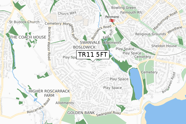 TR11 5FT map - small scale - OS Open Zoomstack (Ordnance Survey)