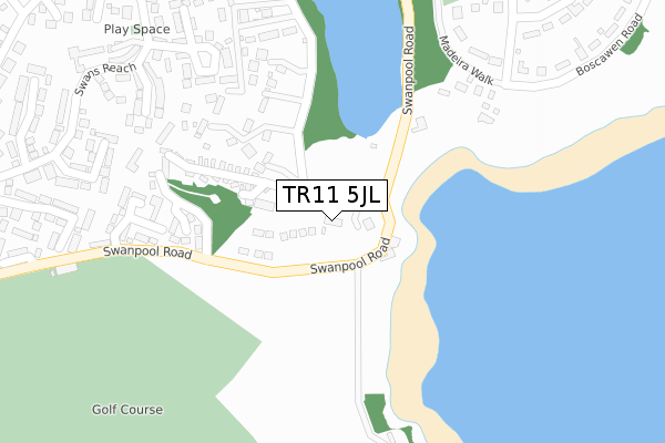 TR11 5JL map - large scale - OS Open Zoomstack (Ordnance Survey)