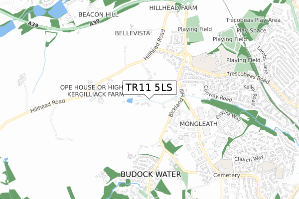 TR11 5LS map - small scale - OS Open Zoomstack (Ordnance Survey)