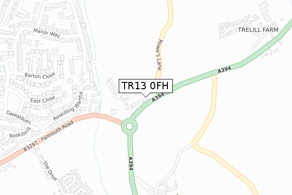 TR13 0FH map - large scale - OS Open Zoomstack (Ordnance Survey)