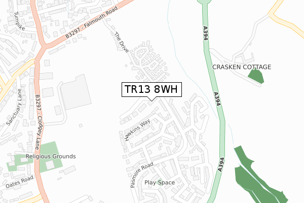 TR13 8WH map - large scale - OS Open Zoomstack (Ordnance Survey)