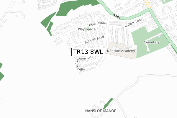 TR13 8WL map - large scale - OS Open Zoomstack (Ordnance Survey)