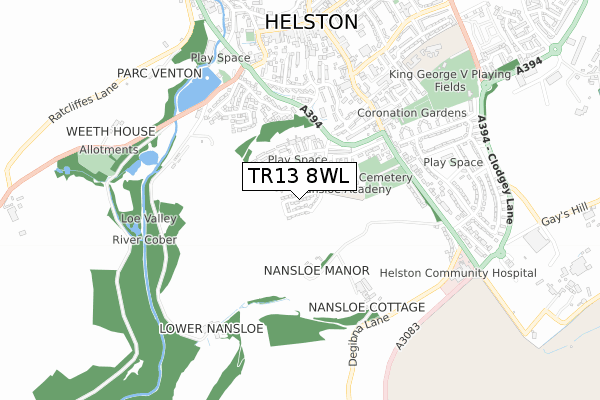 TR13 8WL map - small scale - OS Open Zoomstack (Ordnance Survey)