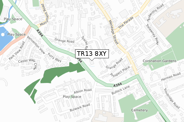 TR13 8XY map - large scale - OS Open Zoomstack (Ordnance Survey)