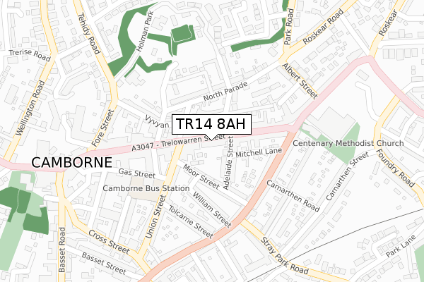 TR14 8AH map - large scale - OS Open Zoomstack (Ordnance Survey)