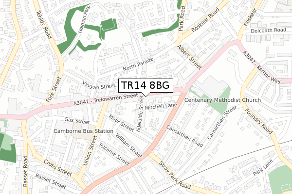 TR14 8BG map - large scale - OS Open Zoomstack (Ordnance Survey)