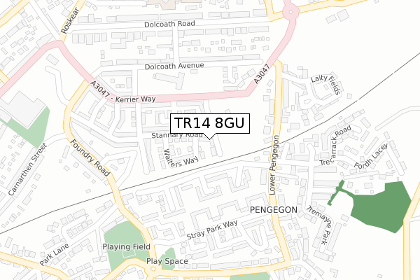 TR14 8GU map - large scale - OS Open Zoomstack (Ordnance Survey)