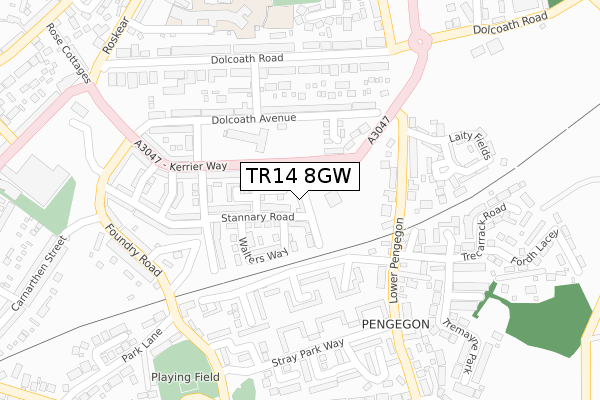 TR14 8GW map - large scale - OS Open Zoomstack (Ordnance Survey)