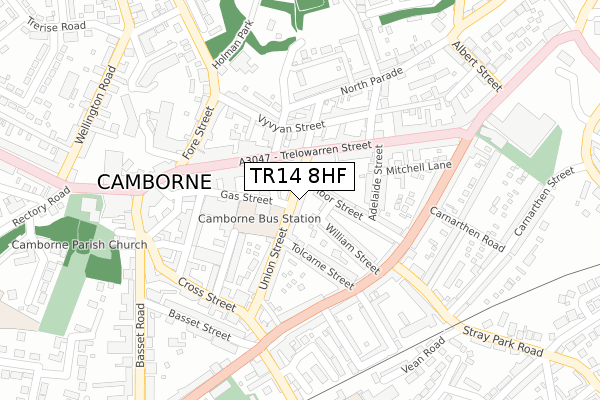 TR14 8HF map - large scale - OS Open Zoomstack (Ordnance Survey)