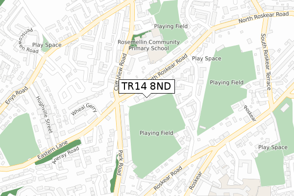 TR14 8ND map - large scale - OS Open Zoomstack (Ordnance Survey)