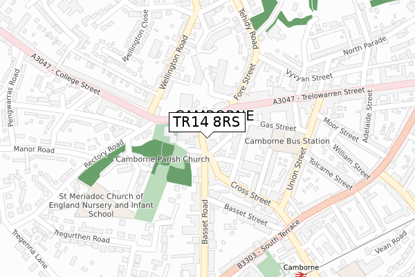 TR14 8RS map - large scale - OS Open Zoomstack (Ordnance Survey)