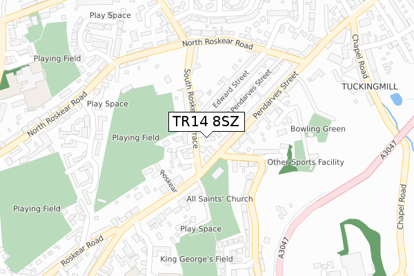 TR14 8SZ map - large scale - OS Open Zoomstack (Ordnance Survey)