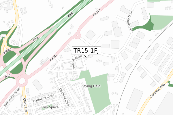 TR15 1FJ map - large scale - OS Open Zoomstack (Ordnance Survey)