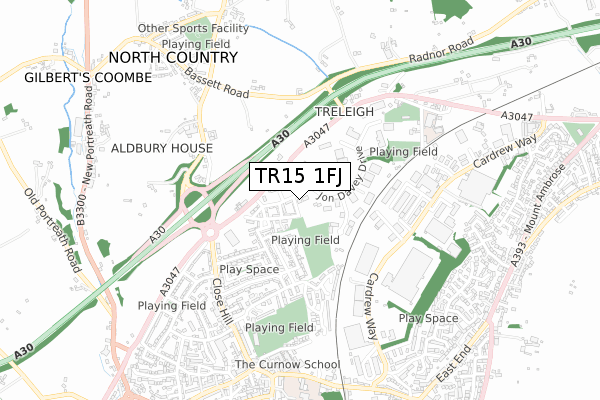 TR15 1FJ map - small scale - OS Open Zoomstack (Ordnance Survey)