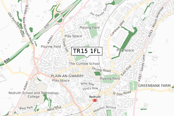 TR15 1FL map - small scale - OS Open Zoomstack (Ordnance Survey)