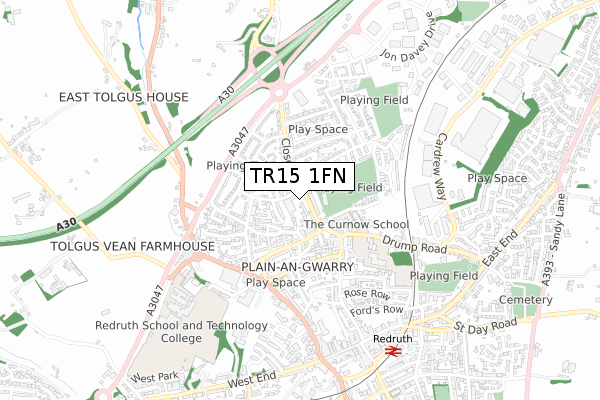 TR15 1FN map - small scale - OS Open Zoomstack (Ordnance Survey)