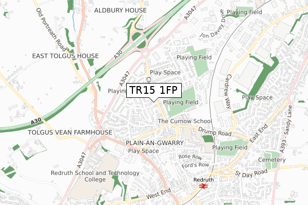 TR15 1FP map - small scale - OS Open Zoomstack (Ordnance Survey)