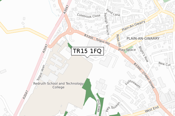 TR15 1FQ map - large scale - OS Open Zoomstack (Ordnance Survey)