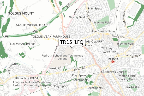 TR15 1FQ map - small scale - OS Open Zoomstack (Ordnance Survey)