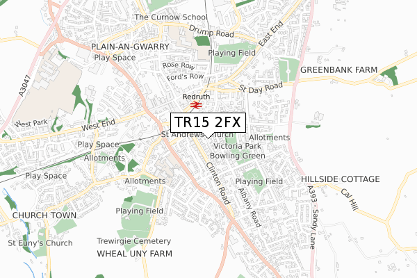 TR15 2FX map - small scale - OS Open Zoomstack (Ordnance Survey)