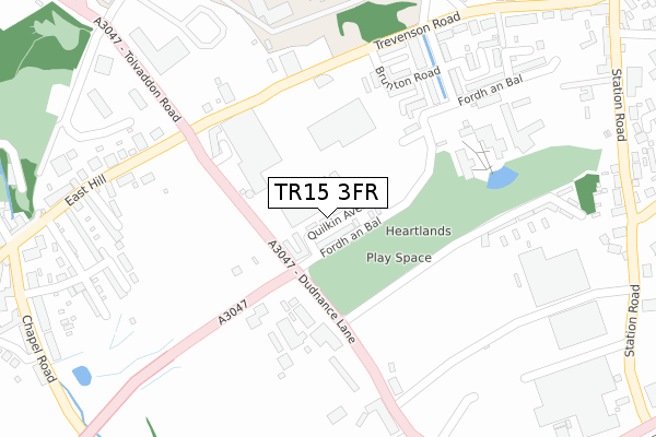 TR15 3FR map - large scale - OS Open Zoomstack (Ordnance Survey)