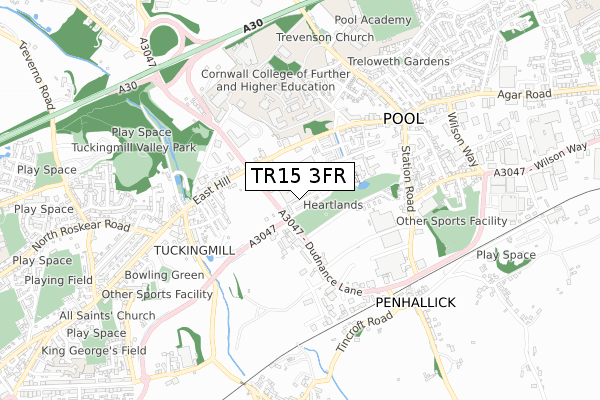 TR15 3FR map - small scale - OS Open Zoomstack (Ordnance Survey)