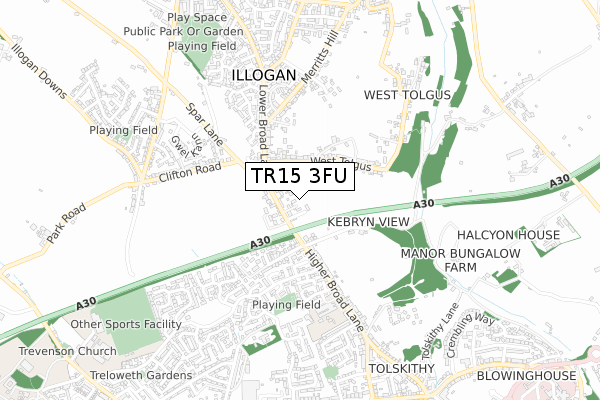 TR15 3FU map - small scale - OS Open Zoomstack (Ordnance Survey)