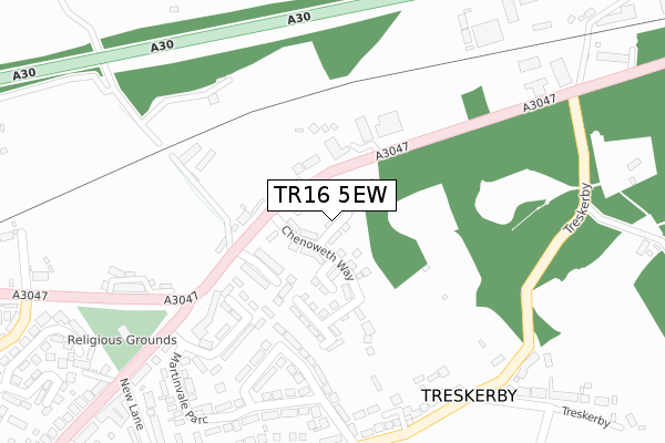 TR16 5EW map - large scale - OS Open Zoomstack (Ordnance Survey)