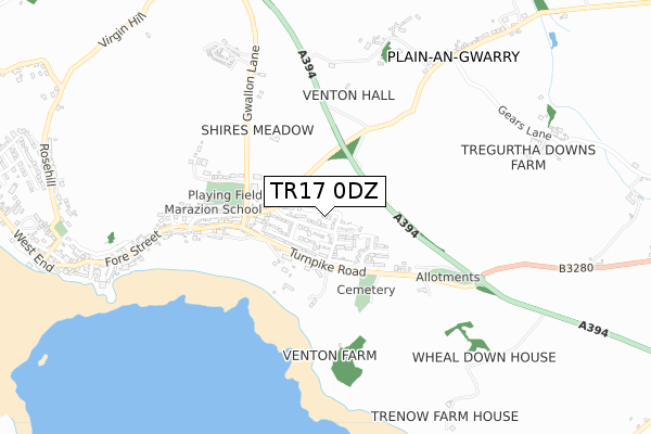 TR17 0DZ map - small scale - OS Open Zoomstack (Ordnance Survey)