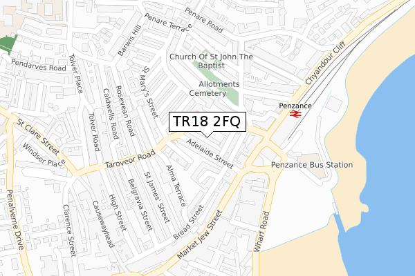 TR18 2FQ map - large scale - OS Open Zoomstack (Ordnance Survey)