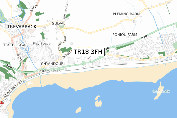 TR18 3FH map - small scale - OS Open Zoomstack (Ordnance Survey)