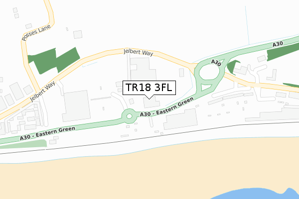 TR18 3FL map - large scale - OS Open Zoomstack (Ordnance Survey)