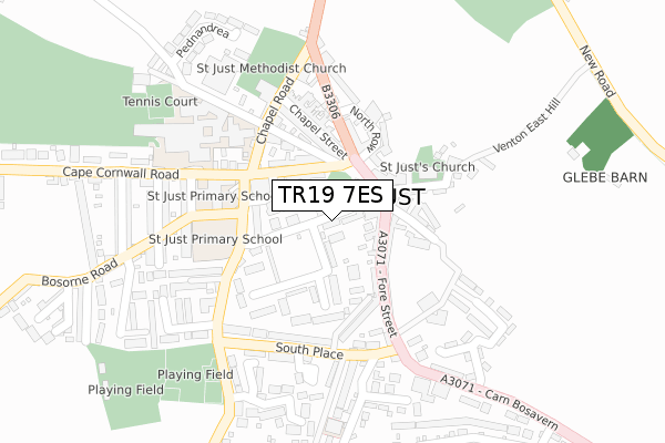 TR19 7ES map - large scale - OS Open Zoomstack (Ordnance Survey)