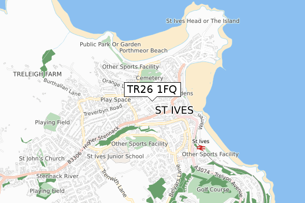 TR26 1FQ map - small scale - OS Open Zoomstack (Ordnance Survey)