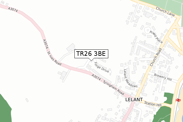 TR26 3BE map - large scale - OS Open Zoomstack (Ordnance Survey)