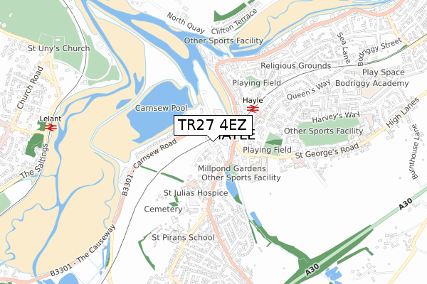 TR27 4EZ map - small scale - OS Open Zoomstack (Ordnance Survey)