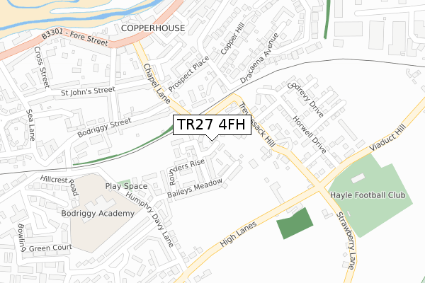 TR27 4FH map - large scale - OS Open Zoomstack (Ordnance Survey)